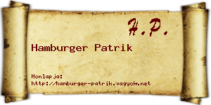 Hamburger Patrik névjegykártya